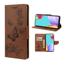 For Samsung Galaxy A53 5G Butterfly Embossed Horizontal Flip Leather Phone Case with Card Slot & Holder(Brown)