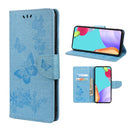 For Samsung Galaxy A53 5G Butterfly Embossed Horizontal Flip Leather Phone Case with Card Slot & Holder(Blue)