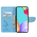 For Samsung Galaxy A53 5G Butterfly Embossed Horizontal Flip Leather Phone Case with Card Slot & Holder(Blue)
