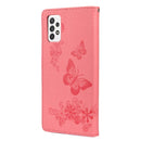 For Samsung Galaxy A53 5G Butterfly Embossed Horizontal Flip Leather Phone Case with Card Slot & Holder(Pink)