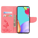 For Samsung Galaxy A53 5G Butterfly Embossed Horizontal Flip Leather Phone Case with Card Slot & Holder(Pink)