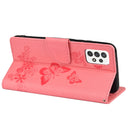For Samsung Galaxy A53 5G Butterfly Embossed Horizontal Flip Leather Phone Case with Card Slot & Holder(Pink)