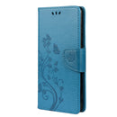 For Samsung Galaxy A33 5G Butterfly Flower Pattern Horizontal Flip Leather Phone Case with Card Slot & Holder(Blue)