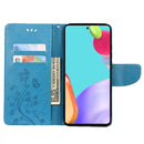 For Samsung Galaxy A33 5G Butterfly Flower Pattern Horizontal Flip Leather Phone Case with Card Slot & Holder(Blue)