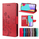 For Samsung Galaxy A33 5G Butterfly Flower Pattern Horizontal Flip Leather Phone Case with Card Slot & Holder(Red)