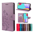 For Samsung Galaxy A33 5G Butterfly Flower Pattern Horizontal Flip Leather Phone Case with Card Slot & Holder(Light Purple)