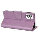 For Samsung Galaxy A33 5G Butterfly Flower Pattern Horizontal Flip Leather Phone Case with Card Slot & Holder(Light Purple)