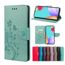 For Samsung Galaxy A53 5G Butterfly Flower Pattern Horizontal Flip Leather Phone Case with Card Slot & Holder(Green)
