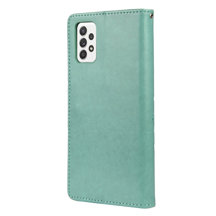 For Samsung Galaxy A53 5G Butterfly Flower Pattern Horizontal Flip Leather Phone Case with Card Slot & Holder(Green)