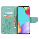 For Samsung Galaxy A53 5G Butterfly Flower Pattern Horizontal Flip Leather Phone Case with Card Slot & Holder(Green)
