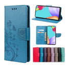 For Samsung Galaxy A53 5G Butterfly Flower Pattern Horizontal Flip Leather Phone Case with Card Slot & Holder(Blue)