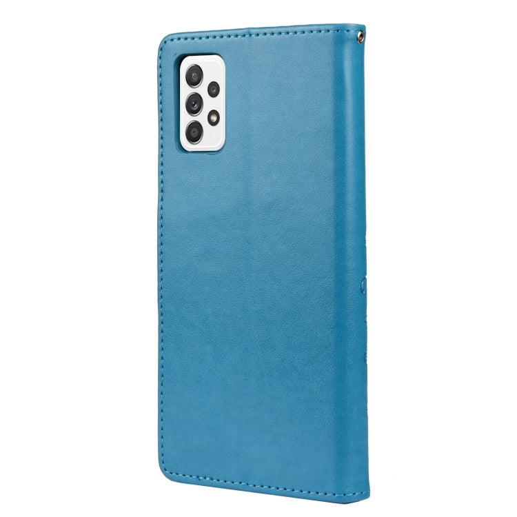 For Samsung Galaxy A53 5G Butterfly Flower Pattern Horizontal Flip Leather Phone Case with Card Slot & Holder(Blue)