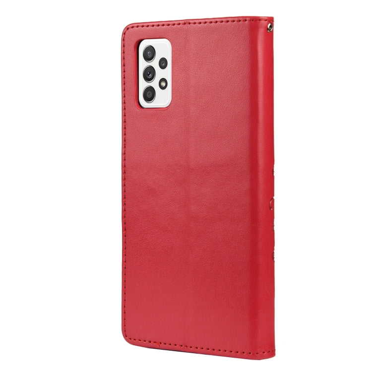 For Samsung Galaxy A53 5G Butterfly Flower Pattern Horizontal Flip Leather Phone Case with Card Slot & Holder(Red)