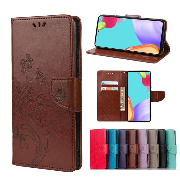 For Samsung Galaxy A53 5G Butterfly Flower Pattern Horizontal Flip Leather Phone Case with Card Slot & Holder(Brown)