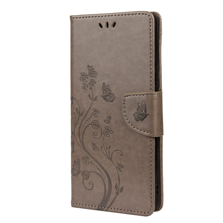 For Samsung Galaxy A53 5G Butterfly Flower Pattern Horizontal Flip Leather Phone Case with Card Slot & Holder(Grey)