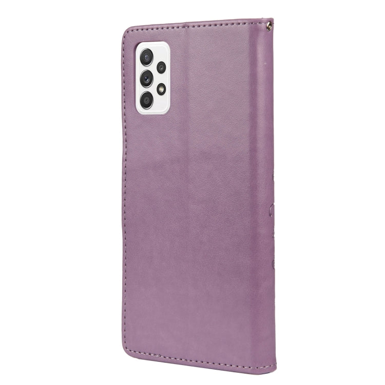For Samsung Galaxy A53 5G Butterfly Flower Pattern Horizontal Flip Leather Phone Case with Card Slot & Holder(Light Purple)