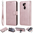 For LG G7 ThinQ Solid Color Horizontal Flip Protective Case with Holder & Card Slots & Wallet & Photo Frame & Lanyard(Rose Gold)
