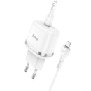 hoco N24 Victorious Single Port USB-C/Type-C PD20W Charger + Type-C to 8 Pin Cable, EU Plug(White)