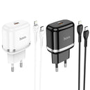 hoco N24 Victorious Single Port USB-C/Type-C PD20W Charger + Type-C to 8 Pin Cable, EU Plug(White)