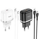 hoco N24 Victorious Single Port Type-C PD20W Charger + Type-C to Type-C Cable, EU Plug(Black)