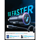 JOYROOM JR-CL08 3 in 1 45W PD USB-C / Type-C + USB Interface Car Charger with 8 Pin Spring Data Cable(Black)