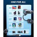 JOYROOM JR-CL08 3 in 1 45W PD USB-C / Type-C + USB Interface Car Charger with 8 Pin Spring Data Cable(Black)