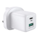 JOYROOM L-QP303 PD 30W USB-C / Type-C + QC 3.0 USB Mini Fast Charger, UK Plug(White)
