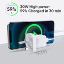 JOYROOM L-QP303 PD 30W USB-C / Type-C + QC 3.0 USB Mini Fast Charger, UK Plug(White)