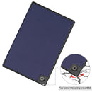 For Samsung Galaxy Tab A8 2021 SM-X205 3-Fold Holder Leather Tablet Case(Dark Blue)
