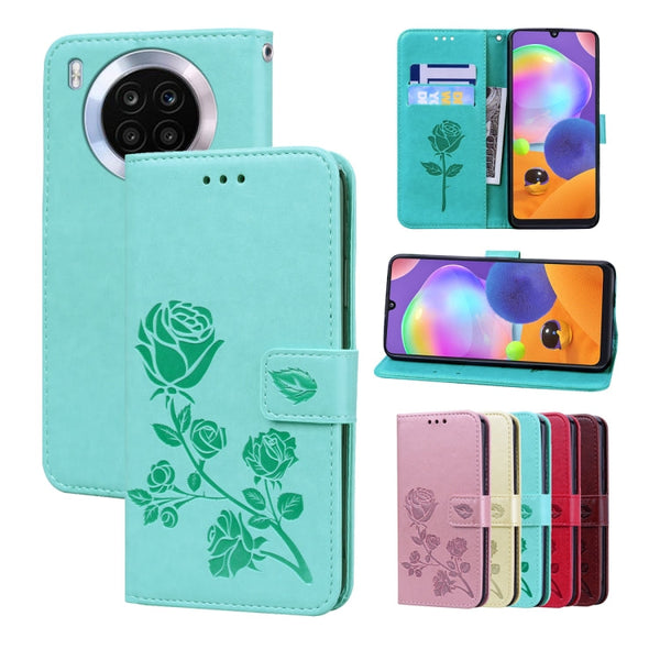 For Honor 50 Lite Rose Embossed Leather Phone Case(Green)