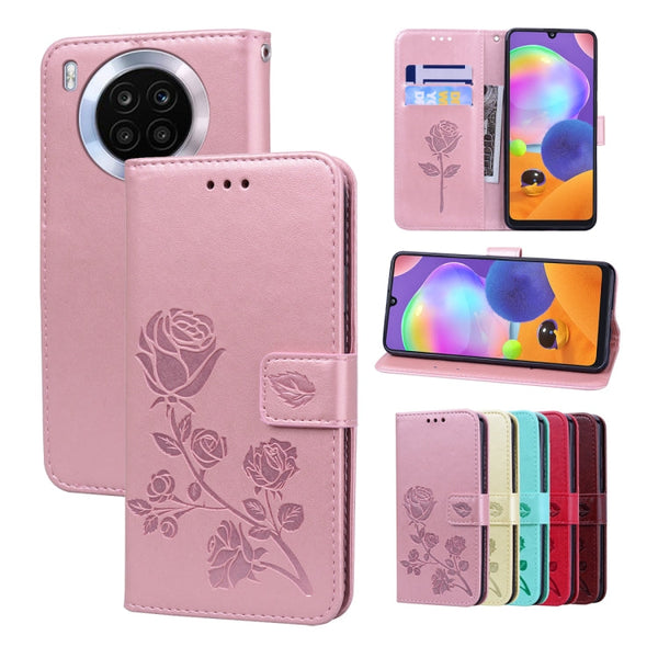 For Honor 50 Lite Rose Embossed Leather Phone Case(Rose Gold)