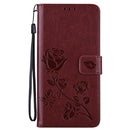 For Xiaomi Redmi Note 11 Pro+ 5G Rose Embossed Leather Phone Case(Brown)