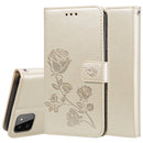 For Samsung Galaxy A22 5G Rose Embossed Leather Phone Case(Gold)