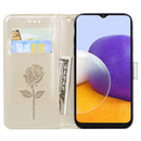 For Samsung Galaxy A22 5G Rose Embossed Leather Phone Case(Gold)