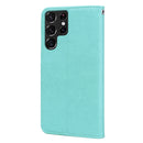 For Samsung Galaxy S22 Ultra 5G Rose Embossed Leather Phone Case(Green)