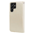 For Samsung Galaxy S22 Ultra 5G Rose Embossed Leather Phone Case(Gold)