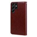For Samsung Galaxy S22 Ultra 5G Rose Embossed Leather Phone Case(Brown)