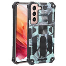 For Samsung Galaxy S22 5G Camouflage Armor Kickstand TPU + PC Magnetic Phone Case(Mint Green)