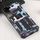 For Samsung Galaxy S22 5G Camouflage Armor Kickstand TPU + PC Magnetic Phone Case(Light Blue)
