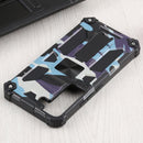 For Samsung Galaxy S22 5G Camouflage Armor Kickstand TPU + PC Magnetic Phone Case(Light Blue)