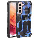 For Samsung Galaxy S22 5G Camouflage Armor Kickstand TPU + PC Magnetic Phone Case(Dark Blue)