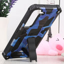 For Samsung Galaxy S22 5G Camouflage Armor Kickstand TPU + PC Magnetic Phone Case(Dark Blue)