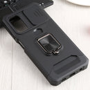 For Samsung Galaxy A13 5G Sliding Camera Cover Design PC + TPU Shockproof Phone Case with Ring Holder & Card Slot(Black)