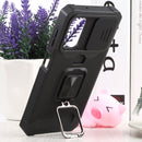 For Samsung Galaxy A13 5G Sliding Camera Cover Design PC + TPU Shockproof Phone Case with Ring Holder & Card Slot(Black)