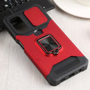 For Samsung Galaxy A13 5G Sliding Camera Cover Design PC + TPU Shockproof Phone Case with Ring Holder & Card Slot(Red)