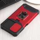 For Samsung Galaxy A13 5G Sliding Camera Cover Design PC + TPU Shockproof Phone Case with Ring Holder & Card Slot(Red)