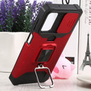For Samsung Galaxy A13 5G Sliding Camera Cover Design PC + TPU Shockproof Phone Case with Ring Holder & Card Slot(Red)