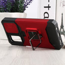 For Samsung Galaxy A13 5G Sliding Camera Cover Design PC + TPU Shockproof Phone Case with Ring Holder & Card Slot(Red)