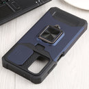 For Samsung Galaxy A13 5G Sliding Camera Cover Design PC + TPU Shockproof Phone Case with Ring Holder & Card Slot(Blue)