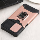 For Samsung Galaxy A13 5G Sliding Camera Cover Design PC + TPU Shockproof Phone Case with Ring Holder & Card Slot(Rose Gold)